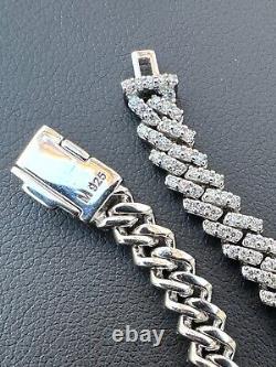 MOISSANITE Real Mini 5mm Micro Miami Cuban Link Prong Bracelet Iced 925 Silver