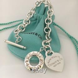 Medium Please Return to Tiffany & Co Sterling Silver Heart Tag Toggle Bracelet