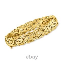 Medium Size Byzantine Bangle Bracelet 18K Yellow Gold Plated Real 925 Silver