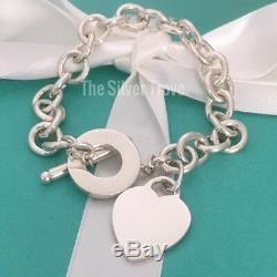 Medium Tiffany & Co Sterling Silver Blank Heart Tag Toggle Bracelet