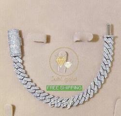Men Cuban Link Bracelet 9MM X 9'' 6CT Round Real VVS1 Moissanite Sterling Silver