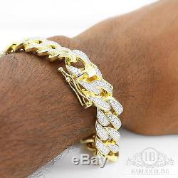 Men Cuban Miami Link Bracelet 14k Gold Over Solid 925 Sterling Silver 8.5 Long