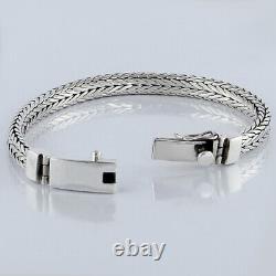 Men Heavy Bracelet 925 Solid Sterling Silver Bangle Gift Size 7 7.5 8 8.5 9 10