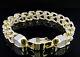 Men Sterling Silver Franco Iced Out Bracelet In Yellow Gold Finish 11mm 9 Inches