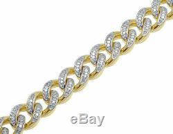 Men's 10K Yellow Gold Over D/VVS1 Diamond Miami Cuban Link Bracelet 5.00 CT 8.5
