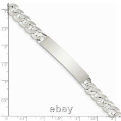 Men's 8mm Sterling Silver Polished Engravable Curb Link I. D. Bracelet