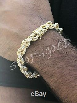 Men's 925 Sterling Silver HipHop IcedOut 8.5'' Thick Rope Bracelet 10MM Width