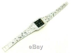 Men's 925 Sterling Silver Nugget Link Graduated Bracelet Geneve Wrist Watch 8