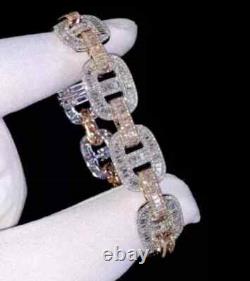 Men's Baguette Cut Diamond Simulated Cuban Bracelet 19MMX8 925 Sterling Silver