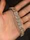 Men's Baguette Tennis Link Chain Bracelet 14k Yellow Gold Over Round Cut Diamond