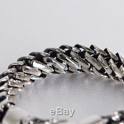 Men's Biker Heavy Wide Bracelet Solid 925 Sterling Silver Big Size 7.5 8 9.5 10