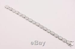 Men's Clear CZ Fancy Rolex Chain Link Bracelet Sterling Silver 925 White 8.5