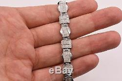 Men's Clear CZ Fancy Rolex Chain Link Bracelet Sterling Silver 925 White 8.5