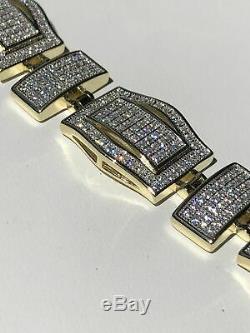 Men's Custom Bracelet 14k Yellow Gold Over 925 Sterling Silver Round Cut Diamond