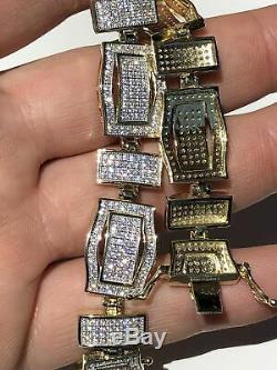 Men's Custom Bracelet 14k Yellow Gold Over 925 Sterling Silver Round Cut Diamond