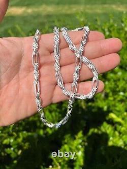 Men's FigaRope Chain Real Solid 925 Sterling Silver Necklace Bracelet 6mm Milano