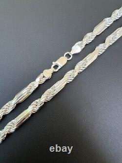 Men's FigaRope Chain Real Solid 925 Sterling Silver Necklace Bracelet 6mm Milano