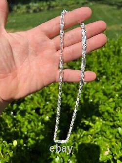 Men's FigaRope Chain Real Solid 925 Sterling Silver Necklace Bracelet 6mm Milano