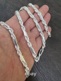 Men's FigaRope Chain Real Solid 925 Sterling Silver Necklace Bracelet 6mm Milano