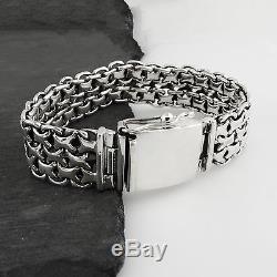 Men's Heavyweight Double Byzantine Bracelet 925 Sterling Silver Handmade NEW
