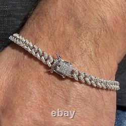 Men's Iced Miami Cuban Bracelet Solid 925 Sterling Silver Micro Pave 8.5 x 6 MM