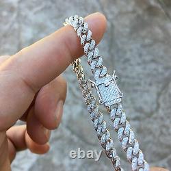 Men's Iced Miami Cuban Bracelet Solid 925 Sterling Silver Micro Pave 8.5 x 6 MM
