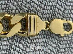 Men's Miami Cuban Link Bracelet 14k Gold Plated Solid 925 Sterling Silver 14mm