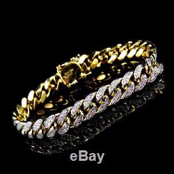 Men's Miami Curb Cuban Link Bracelet 10K Yellow Gold Over 925 Sterling Silver