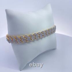 Men's Round Cut Real Moissanite 14mm Cuban Bracelet 925 Sterling Silver