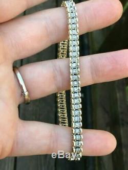 Men's Tennis Bracelet 14k Yellow Gold Over 7 Ct Round Cut VVS1 Diamond 8Inch