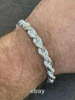 Men's Thick 8mm Rope Bracelet Real Solid 925 Sterling Silver 8.5 42 Grams ITALY