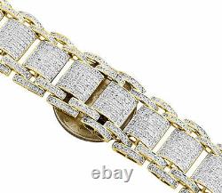 Mens 10K Yellow Gold Over Diamond 21mm Fancy Statement Bracelet 8.5 4.63 CT