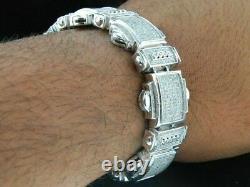Mens 12 Ct Round Cut Diamond 14K White Gold Over Tennis Chain Link Bracelet