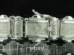 Mens 12 Ct Round Cut Diamond 14K White Gold Over Tennis Chain Link Bracelet