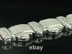 Mens 12 Ct Round Cut Diamond 14K White Gold Over Tennis Chain Link Bracelet