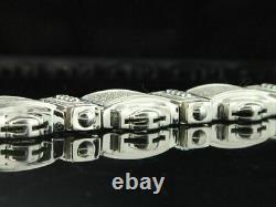 Mens 12 Ct Round Cut Diamond 14K White Gold Over Tennis Chain Link Bracelet