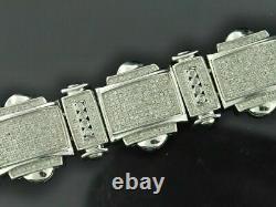 Mens 12 Ct Round Cut Diamond 14K White Gold Over Tennis Chain Link Bracelet