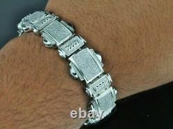 Mens 12 Ct Round Cut Diamond 14K White Gold Over Tennis Chain Link Bracelet