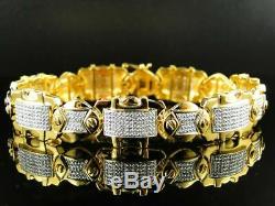 Mens 14k Yellow Gold Finish 7.00 Ct Round Cut Diamond Bracelet 8