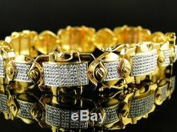 Mens 14k Yellow Gold Finish 7.00 Ct Round Cut Diamond Bracelet 8