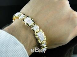 Mens 14k Yellow Gold Finish 7.00 Ct Round Cut Diamond Bracelet 8