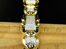 Mens 14k Yellow Gold Finish 7.00 Ct Round Cut Diamond Bracelet 8