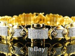 Mens 14k Yellow Gold Finish 7.00 Ct Round Cut Diamond Bracelet 8