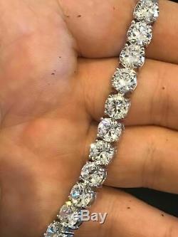 Mens 15 Ct VVS1 Diamond Single Row Tennis Bracelet Solid 14K White Gold Over 8