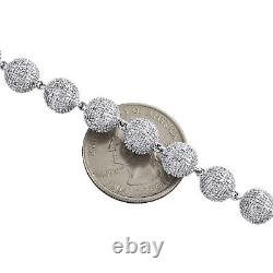 Mens 3D Beaded 8mm Ball Diamond Cluster Bracelet Sterling Silver 8 Bead 3.50 CT