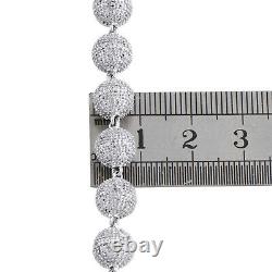 Mens 3D Beaded 8mm Ball Diamond Cluster Bracelet Sterling Silver 8 Bead 3.50 CT
