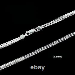 Mens 4.5MM Real 925 Solid Sterling Silver Franco Box Link Chain Necklace ITALY