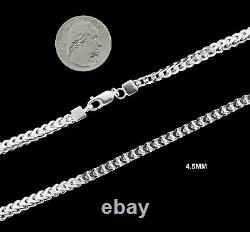 Mens 4.5MM Real 925 Solid Sterling Silver Franco Box Link Chain Necklace ITALY