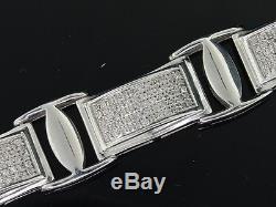 Mens. 925 Sterling Silver Diamond Link Bracelet 2.50 Ct