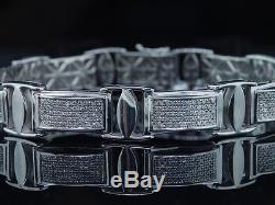 Mens. 925 Sterling Silver Diamond Link Bracelet 2.50 Ct